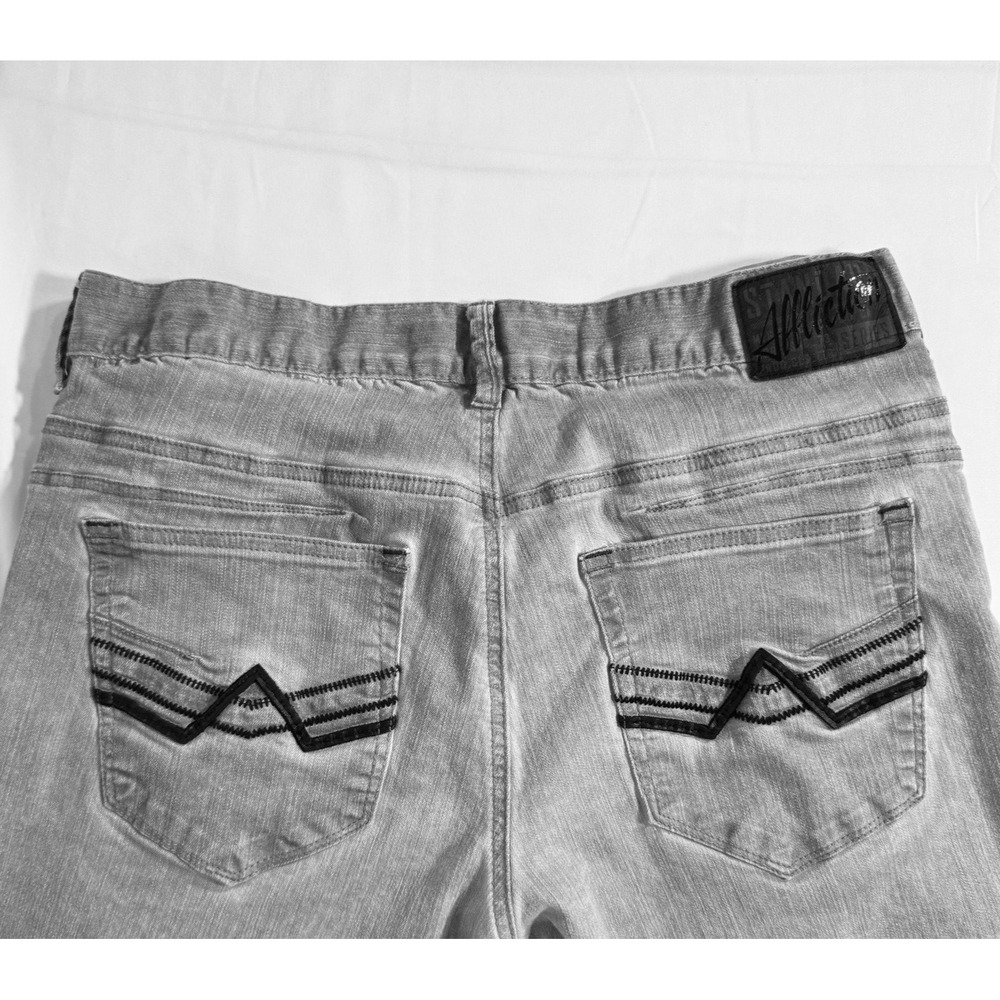 Affliction Jeans Men's 34 Long Gage Moto Stretch Charcoal Fade Motorcycle Style - Picture 3 of 16